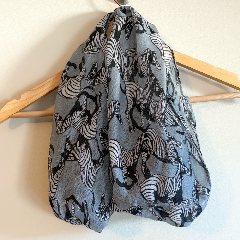 Zebra Print Blue-Gray Scarf